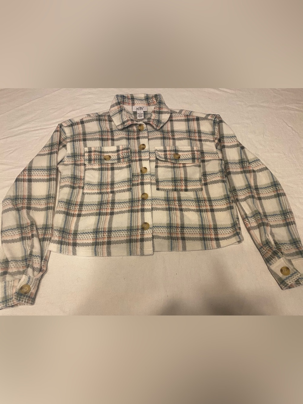 Just Polly Flannel - Comfy Fall Plaid Crop Country Chic Cozy Size Small